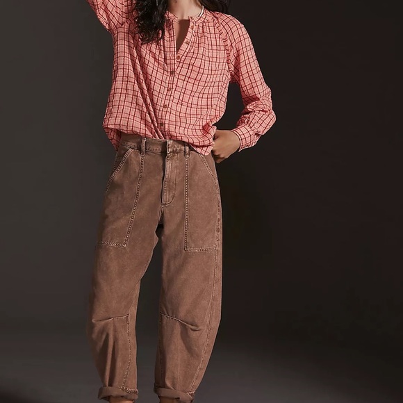 Anthropologie Blouse Pilcro Pink Plaid Button-Down 1X XL - Picture 7 of 7